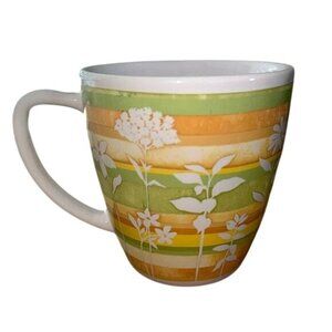 Floral Striped Ceramic Mug By Signature 12oz Dishwasher & Microwave Safe
